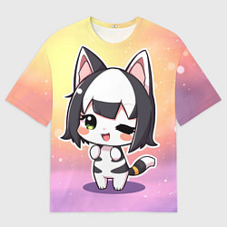 Футболка оверсайз мужская Куроми на радужном фоне, цвет: 3D-принт