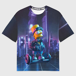 Футболка оверсайз мужская Bart Simpson on a gyro scooter - ai art, цвет: 3D-принт