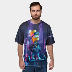 Футболка оверсайз мужская Bart Simpson on a gyro scooter - ai art, цвет: 3D-принт — фото 2