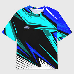 Футболка оверсайз мужская Субару - синий спорт, цвет: 3D-принт