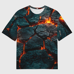 Футболка оверсайз мужская Скала и лава, цвет: 3D-принт