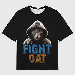 Футболка оверсайз мужская Бойцовский кот, цвет: 3D-принт
