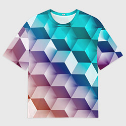 Футболка оверсайз мужская Объёмные разноцветные градиентные кубы, цвет: 3D-принт