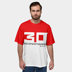 Футболка оверсайз мужская 30 Seconds to Mars - red and white, цвет: 3D-принт — фото 2