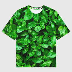 Футболка оверсайз мужская Базилик зеленый, цвет: 3D-принт