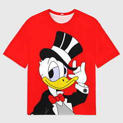 Мужская футболка оверсайз Дональ Дак в цилиндре