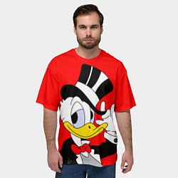 Футболка оверсайз мужская Дональ Дак в цилиндре, цвет: 3D-принт — фото 2