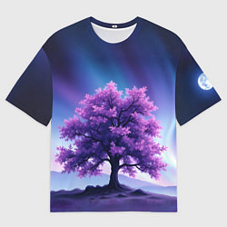 Футболка оверсайз мужская Фиолетовое дерево, цвет: 3D-принт