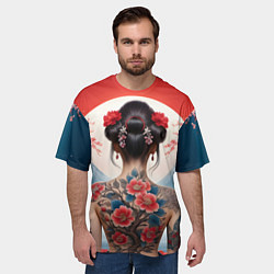 Футболка оверсайз мужская Девушка в татуировках, цвет: 3D-принт — фото 2