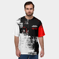 Футболка оверсайз мужская Arctic Monkeys - Красные и белые помехи, цвет: 3D-принт — фото 2