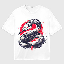 Футболка оверсайз мужская Змея и иероглифы, цвет: 3D-принт