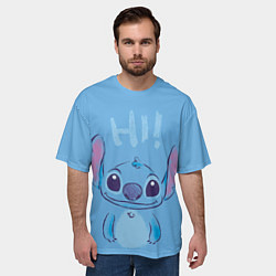 Футболка оверсайз мужская Stitch says hi, цвет: 3D-принт — фото 2