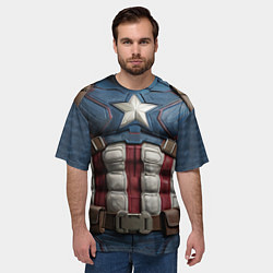Футболка оверсайз мужская Костюм капитана Америка, цвет: 3D-принт — фото 2
