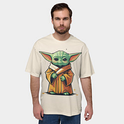 Футболка оверсайз мужская Малыш Грогу - Мандолорец, цвет: 3D-принт — фото 2