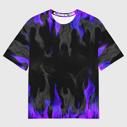 Мужская футболка оверсайз Неоновый огонь и дым