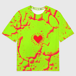 Футболка оверсайз мужская Сердечко на кислотном фоне, цвет: 3D-принт