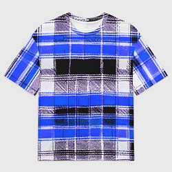 Футболка оверсайз мужская Белые полосы на чёрно-синем фоне, цвет: 3D-принт