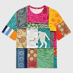 Мужская футболка оверсайз Пэчворк с человечком