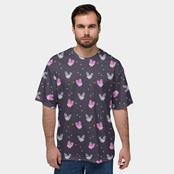 Футболка оверсайз мужская Голуби и семечки на темном, цвет: 3D-принт — фото 2