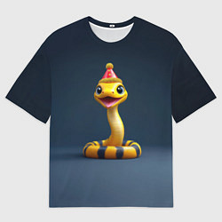 Футболка оверсайз мужская Желтая новогодняя змейка, цвет: 3D-принт