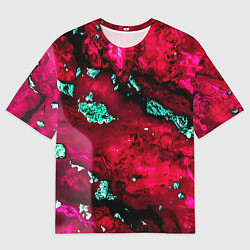Футболка оверсайз мужская Абстракция красно-голубая, цвет: 3D-принт