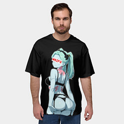 Футболка оверсайз мужская Rebecca waifu - Cyberpunk, цвет: 3D-принт — фото 2