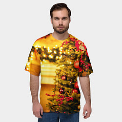 Футболка оверсайз мужская Новогодняя наряженная ёлка, цвет: 3D-принт — фото 2