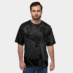 Футболка оверсайз мужская Герб России - черный минимализм, цвет: 3D-принт — фото 2