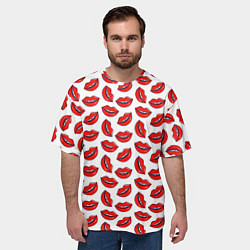 Футболка оверсайз мужская Паттерн с женскими губами, цвет: 3D-принт — фото 2