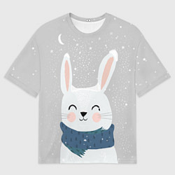 Футболка оверсайз мужская Милый снежный кролик, цвет: 3D-принт