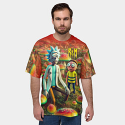 Футболка оверсайз мужская Рик и Морти заблудились в мухоморном поле, цвет: 3D-принт — фото 2