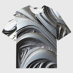 Футболка оверсайз мужская Полированный серебряный металл, цвет: 3D-принт