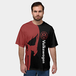 Футболка оверсайз мужская Volkswagen и череп, цвет: 3D-принт — фото 2