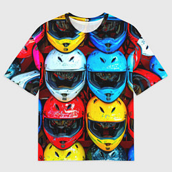 Футболка оверсайз мужская Шлемы BMX, цвет: 3D-принт