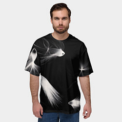 Футболка оверсайз мужская Белые рыбки на черном фоне - нейросеть, цвет: 3D-принт — фото 2