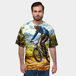 Футболка оверсайз мужская BMX в лесу, цвет: 3D-принт — фото 2