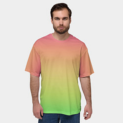 Футболка оверсайз мужская Градиент заря розово-зелёный, цвет: 3D-принт — фото 2