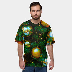 Футболка оверсайз мужская Новогодние украшения на ветках, цвет: 3D-принт — фото 2