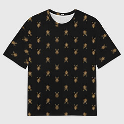 Футболка оверсайз мужская Золотая маска кролика на черном, цвет: 3D-принт