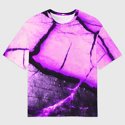 Футболка оверсайз мужская Трещины на абстрактном фиолетовом фоне, цвет: 3D-принт
