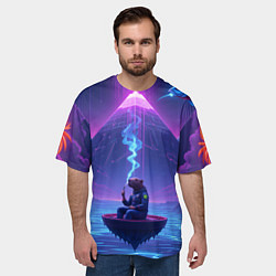 Футболка оверсайз мужская Капибара в лодке, цвет: 3D-принт — фото 2