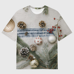 Мужская футболка оверсайз Новогодние украшения