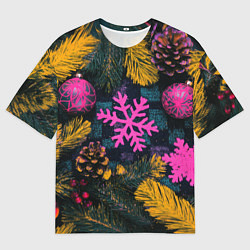 Мужская футболка оверсайз Новый год и краски