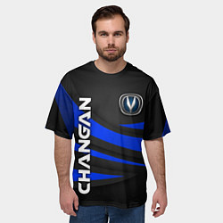 Футболка оверсайз мужская Чанган - синяя волна, цвет: 3D-принт — фото 2
