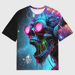 Футболка оверсайз мужская Metallica - crazy skeleton with headphones, цвет: 3D-принт