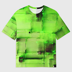 Мужская футболка оверсайз Чёрные пятна на зелёном фоне абстракция