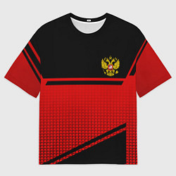 Футболка оверсайз мужская Россия герб геометрия, цвет: 3D-принт