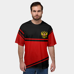 Футболка оверсайз мужская Россия герб геометрия, цвет: 3D-принт — фото 2