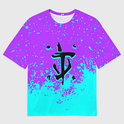 Футболка оверсайз мужская Doom краски неон лого, цвет: 3D-принт