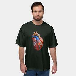 Футболка оверсайз мужская Керамическое сердце с росписью, цвет: 3D-принт — фото 2